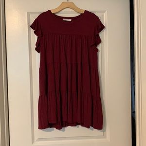 Baby doll maroon dress